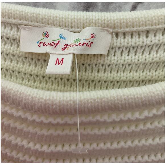 New Sweet Generis Daisy Sweater Top Size M Cream Multi - Picture 3 of 6